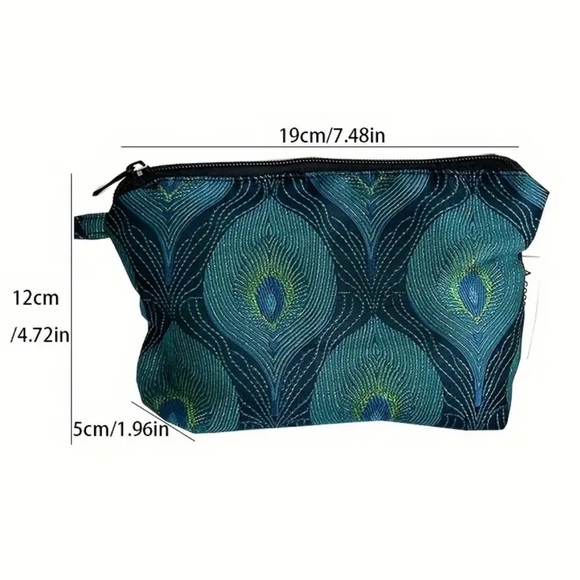 Blue Peacock Feather Makeup Bag - Picture 3 of 3